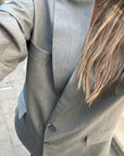 Gray blazer close up