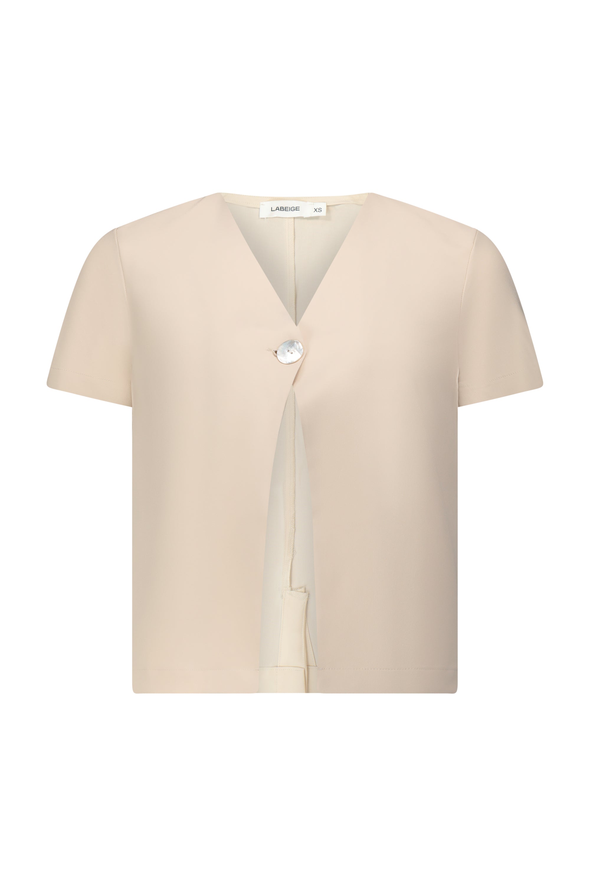 ANNA short sleeve top in beige front look peck-shot