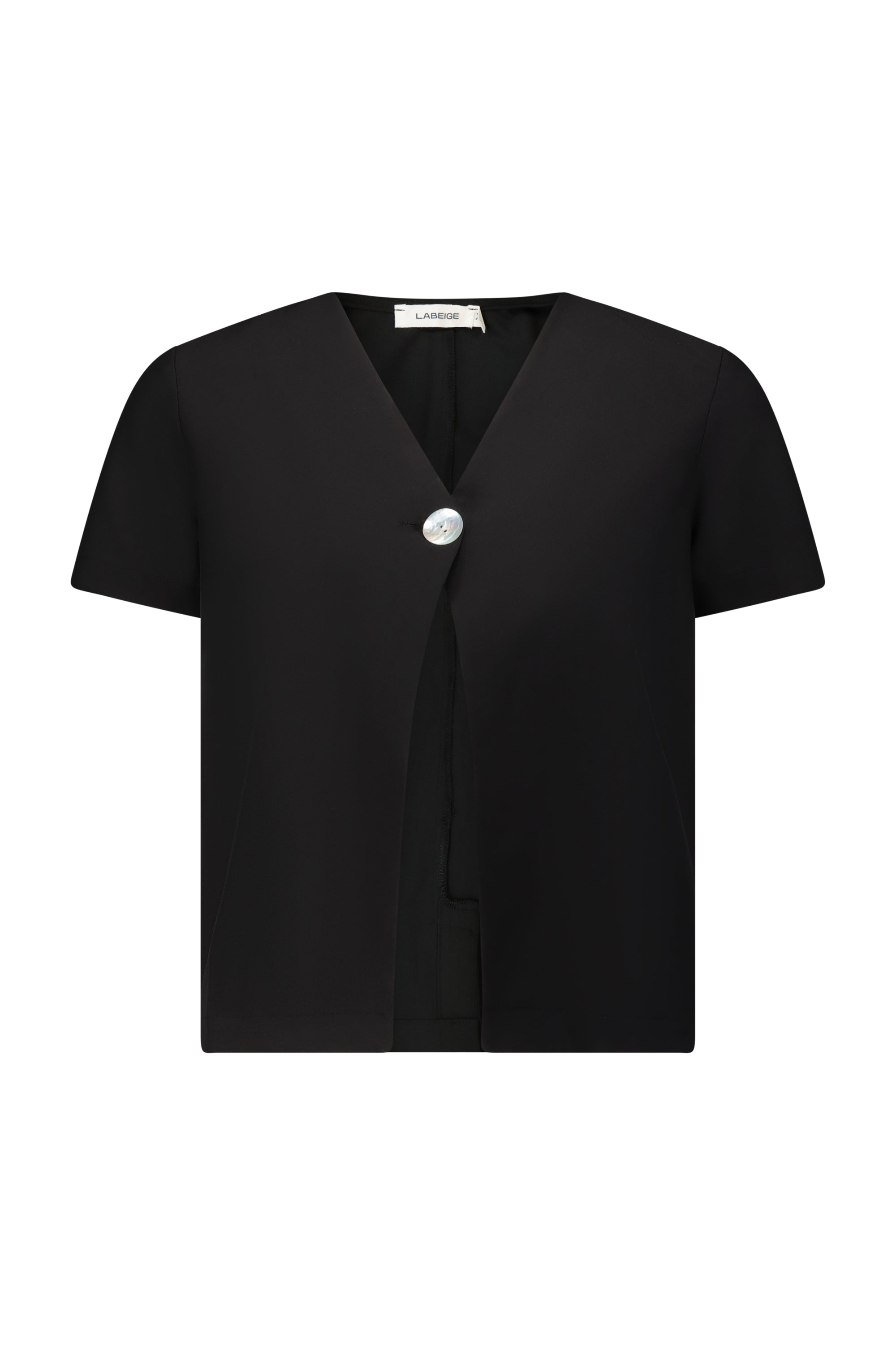 ANNA short sleeve top in black front look peck-shot