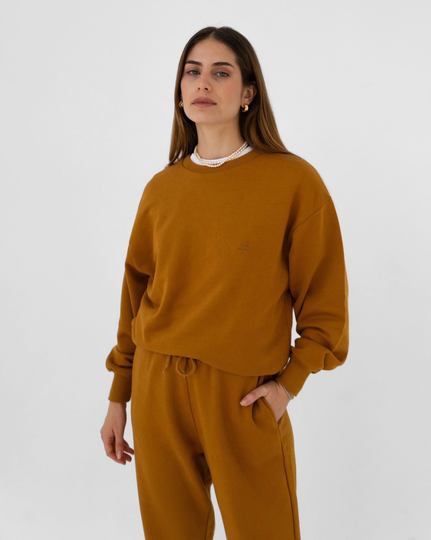 Camel tracksuit, full body picture